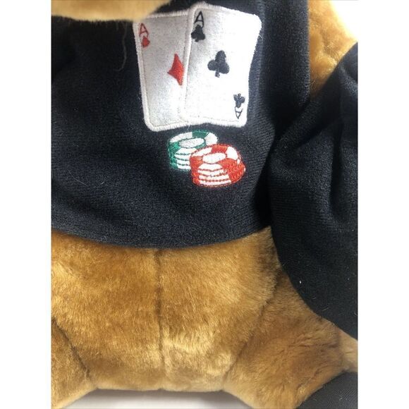 SHALOM TOY 11" TEXAS HOLD'EM dog black cap and bag  plush. Please Read - Picture 5 of 16